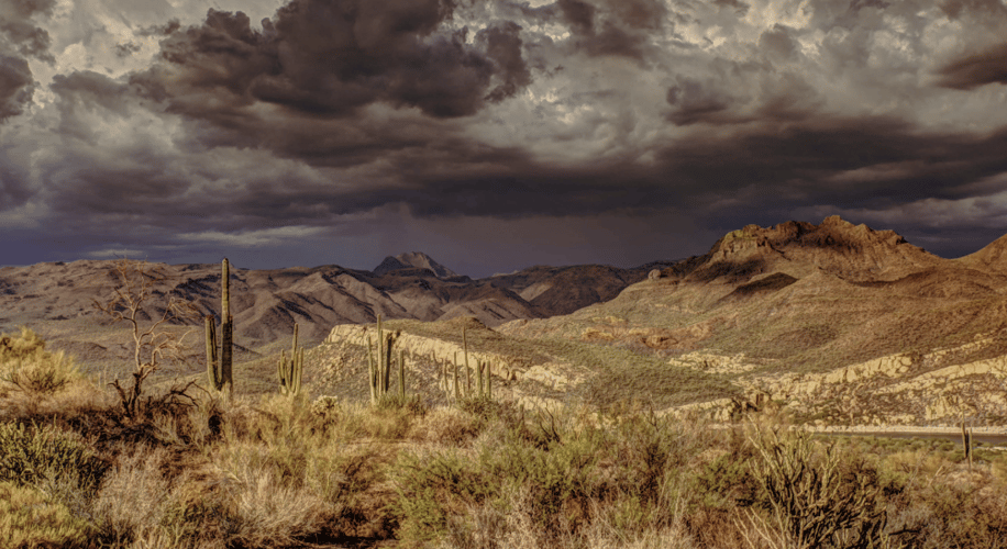 stormy skies over arizona mountains