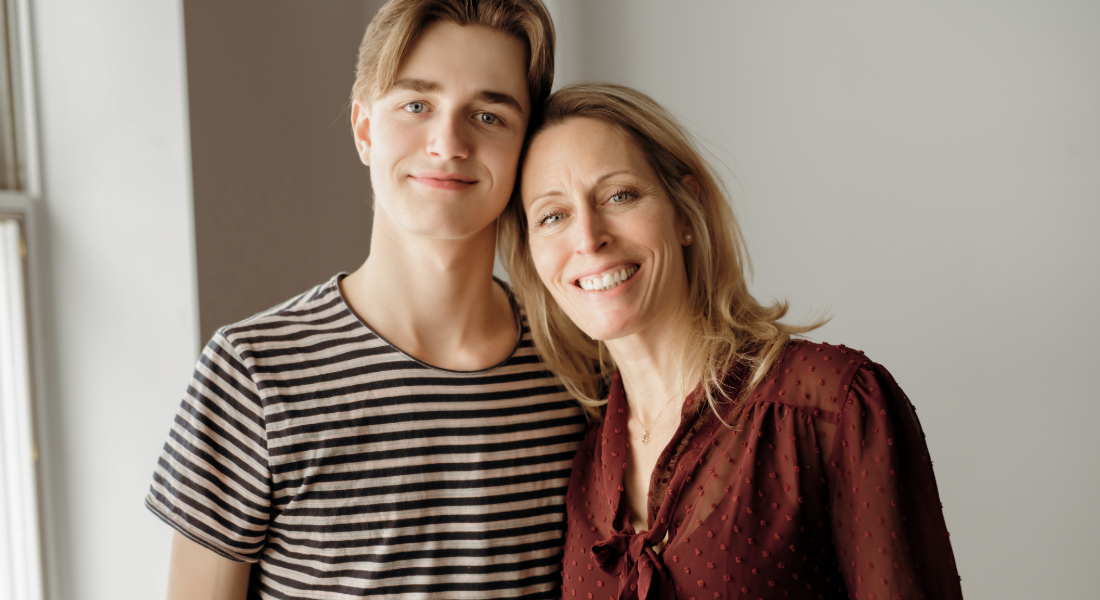 young man and his mother